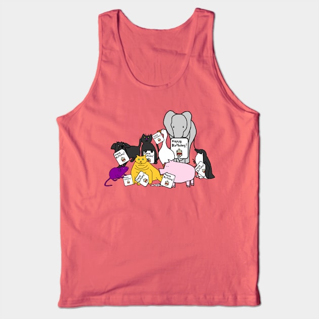 Cute Animals with Birthday Greetings Tank Top by ellenhenryart